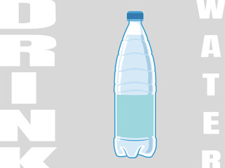1.5 2 liter bottle, plastic water flask. Filled with liquid. Items are isolated on a gray background.