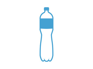 Silhouette of a 1.5 liter plastic bottle on a white background. The outline of the water container is blue.