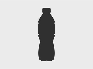 Silhouette of a 0.5 liter plastic bottle on a light background. Black water container outline