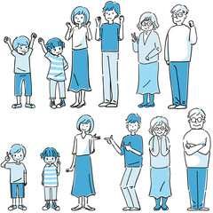 3世代家族のイラスト