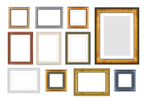 Set of vintage wooden frames for pictures or photos, frames for a mirror