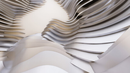 Abstract Curved Shapes. White Circular Background.