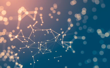 Abstract background. Molecules technology with polygonal shapes, connecting dots and lines. Connection structure. Big data visualization.