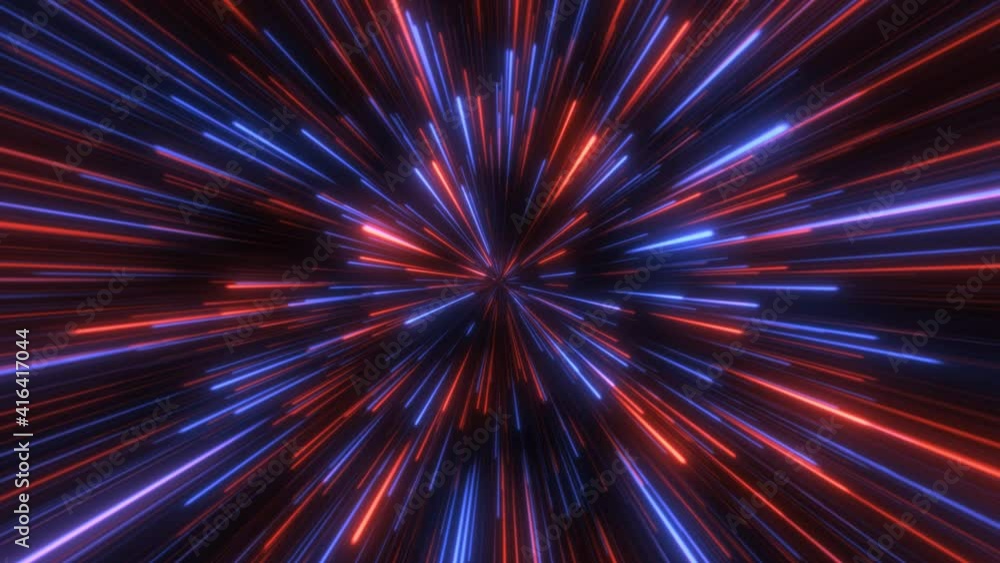 Wall mural through space, starfield. seamless loop abstract particles background.