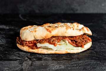 Sliced baguette sandwich traditional mix