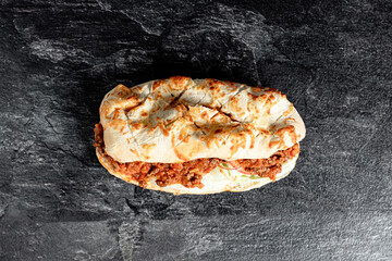 Sliced baguette sandwich traditional mix