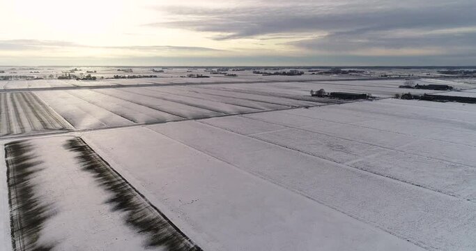 Drone shot from a river in The Netherlands in the winter time.