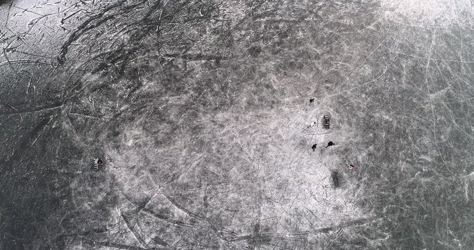 Drone footage from guys playing ice hockey on a lake in The Netherlands.