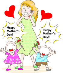 vector cartoon mother's Day Card