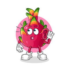 dragon fruit eavesdropping vector. cartoon character