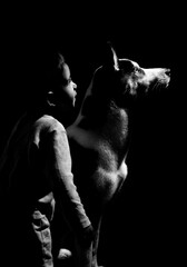 Obraz na płótnie Canvas mirada entre perro y niño