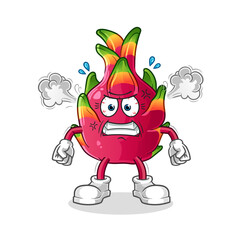 dragon fruit very angry mascot. cartoon vector