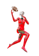 cyborg girl doing is playing american football