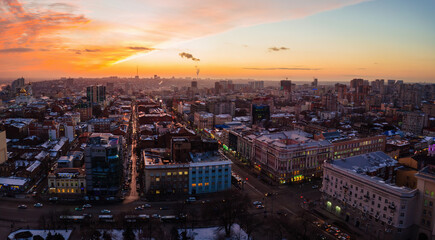 Aerial view of historical downtown of Rostov-on-Don