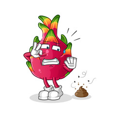 dragon fruit with stinky waste illustration. character vector