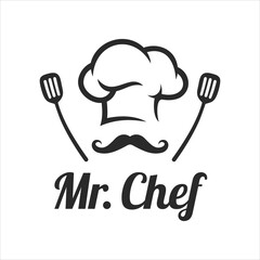Master chef food restaurant logo design template vector.