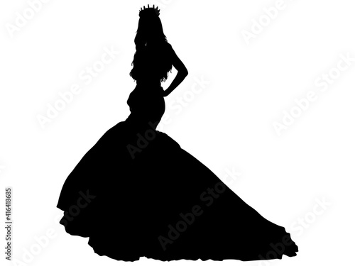 ウェディングドレス姿の女性シルエット 10 Wall Mural Mark