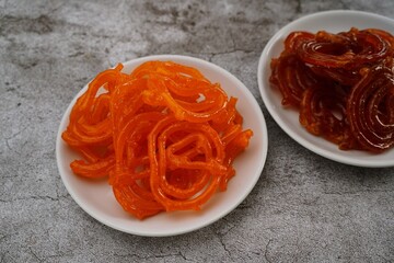 Jalebi or Jilebi Jangri - traditional Indian Diwali sweets, selective focus