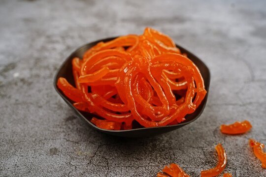 Jalebi or Jilebi Jangri - traditional Indian Diwali sweets, selective focus