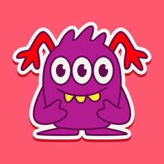 cute monster cartoon doodle design for coloring, backgrounds, stickers, logos, symbol, icons and more