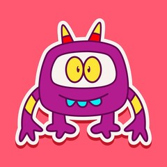 cute monster cartoon doodle design for coloring, backgrounds, stickers, logos, symbol, icons and more