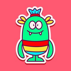 cute monster cartoon doodle design for coloring, backgrounds, stickers, logos, symbol, icons and more
