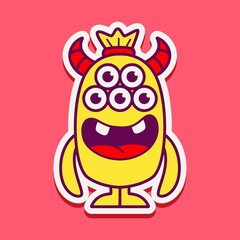 Obraz premium cute monster cartoon doodle design for coloring, backgrounds, stickers, logos, symbol, icons and more