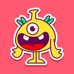 cute monster cartoon doodle design for coloring, backgrounds, stickers, logos, symbol, icons and more