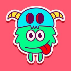 cute monster cartoon doodle design for coloring, backgrounds, stickers, logos, symbol, icons and more