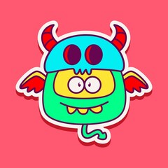 cute monster cartoon doodle design for coloring, backgrounds, stickers, logos, symbol, icons and more