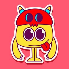 cute monster cartoon doodle design for coloring, backgrounds, stickers, logos, symbol, icons and more
