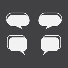 Speech bubble white icon on gray background