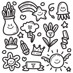 hand drawn kawaii doodle cartoon coloring design