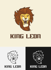 Lion head logo mascot with black and white version