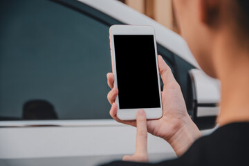 Close people use smartphone touching on screen