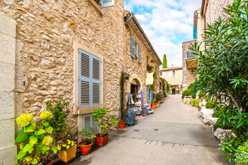 A picturesque, quaint shop in the medieval hilltop village of Gourdon, in the Alpes Maritime section of Southern France.