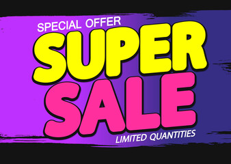 Fototapeta na wymiar Super Sale, special offer, poster design template, discount banner, vector illustration