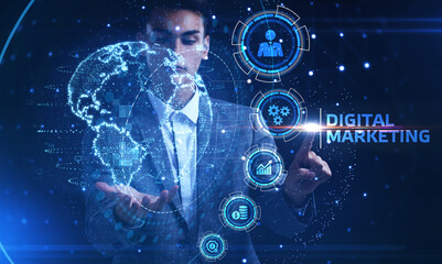 Business, Technology, Internet and network concept. Digital Marketing content planning advertising strategy concept.