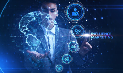 Influencer marketing concept. Business, Technology, Internet and network concept.