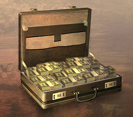 open briefcase full of cash 