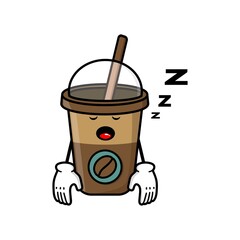 cute coffe cup cartoon mascot character funny expression