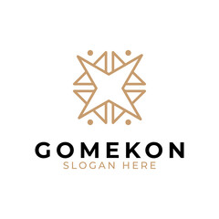 Universal cross ornament logotype. Abstract line creative logo icon design