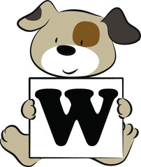 vector cartoon puppy hold  fonts A to Z letters card