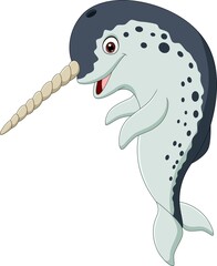 Cartoon narwhal isolated on white background © tigatelu