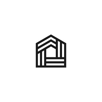 Simple fine line modern house logo vector
