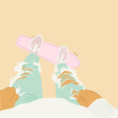 Illustration of skateboarder in pastel colors