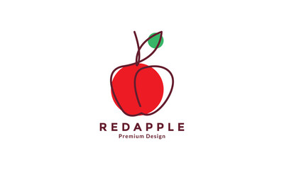 modern lines art red colorful apple fruit logo design vector icon symbol illustration
