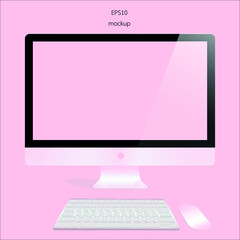 mockup display pink color isolated EPS10
