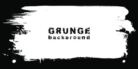 White distressed grunge stroke. Trendy paint stencil. Dirty artistic design element for prints, frames for text, template and abstract background