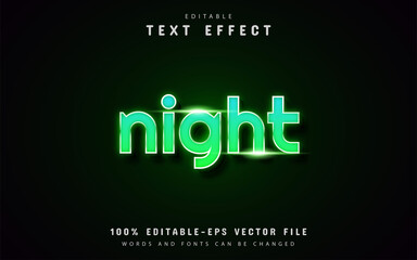 Night text, green neon style text effect